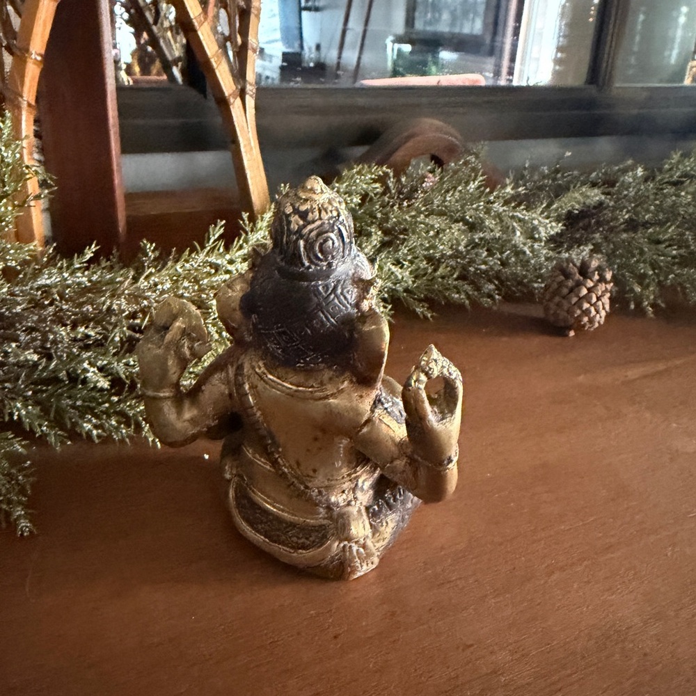 Brass Ganesha Statue – 5” Tall - Picture 2 of 5